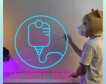 IV Drip Bar Neon Sign, Aesthetic Beauty Salon LED Wall Decor