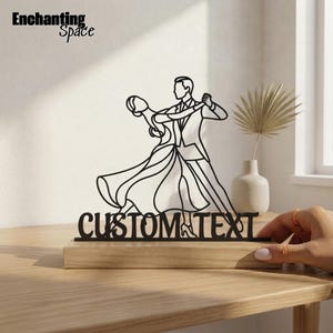 Custom Dancer Metal Table Decor, Personalized Ballroom Desk Art, Dancing Couple Gift
