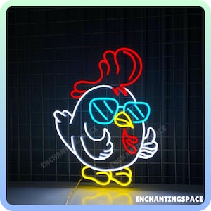 Cute Chick Neon Sign, Chick Led Sign, Custom Neon Sign For Kids Room Wall Decor, Fried Chicken Sign Wall Art, Fried Chicken Store Led Light
