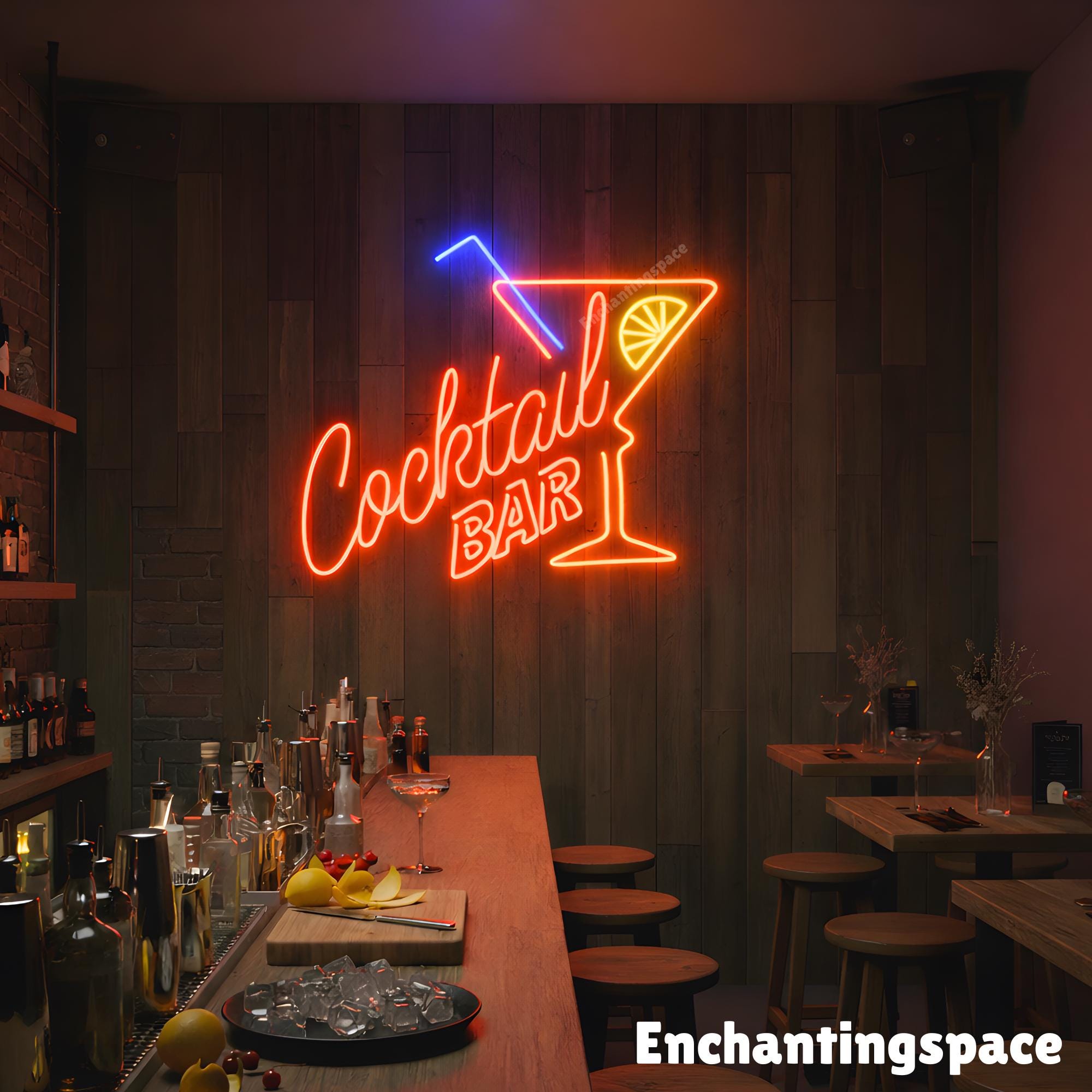 Cocktail Bar Neon Light Sign, Margarita LED Wall Art for Nightclub