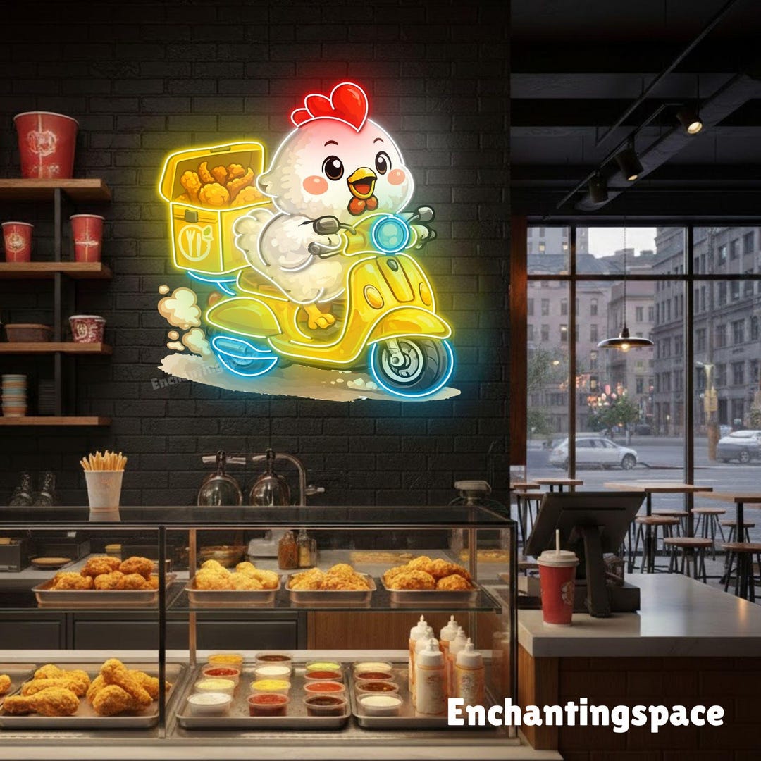 Rooster Neon Sign, LED Chicken Wall Light for Restaurant or Poultry ...