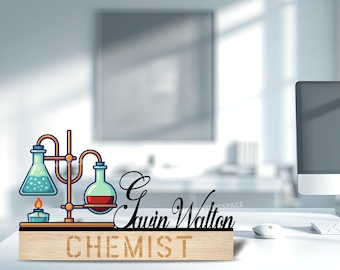Custom Wooden Desk Name Plate with Chemist Name, Name Plate for Chemistry Lab, Science Office Decor, Chemistry Students or Professors Gifts
