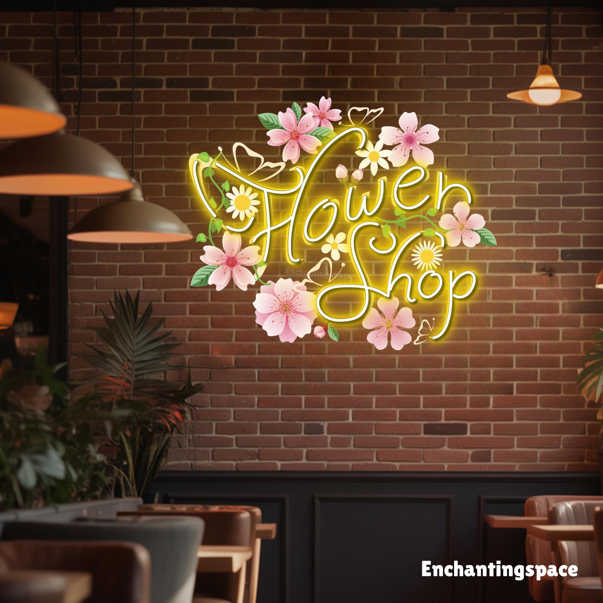 Flower Shop Neon Light, Floral Acrylic LED Sign, Light up Sign