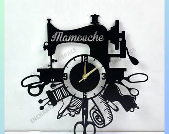 Custom Sewing Metal Wall Clock Art for Home Decor, Tailor Shop Modern Wall Clock Metal Decor, Sewing Machine Circle Wall Clocks Art
