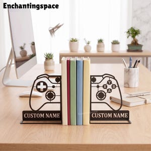 Gaming Controller Metal Bookend, Custom Gamer Bookshelf Organizer, Video Game Bedroom Decor Gift