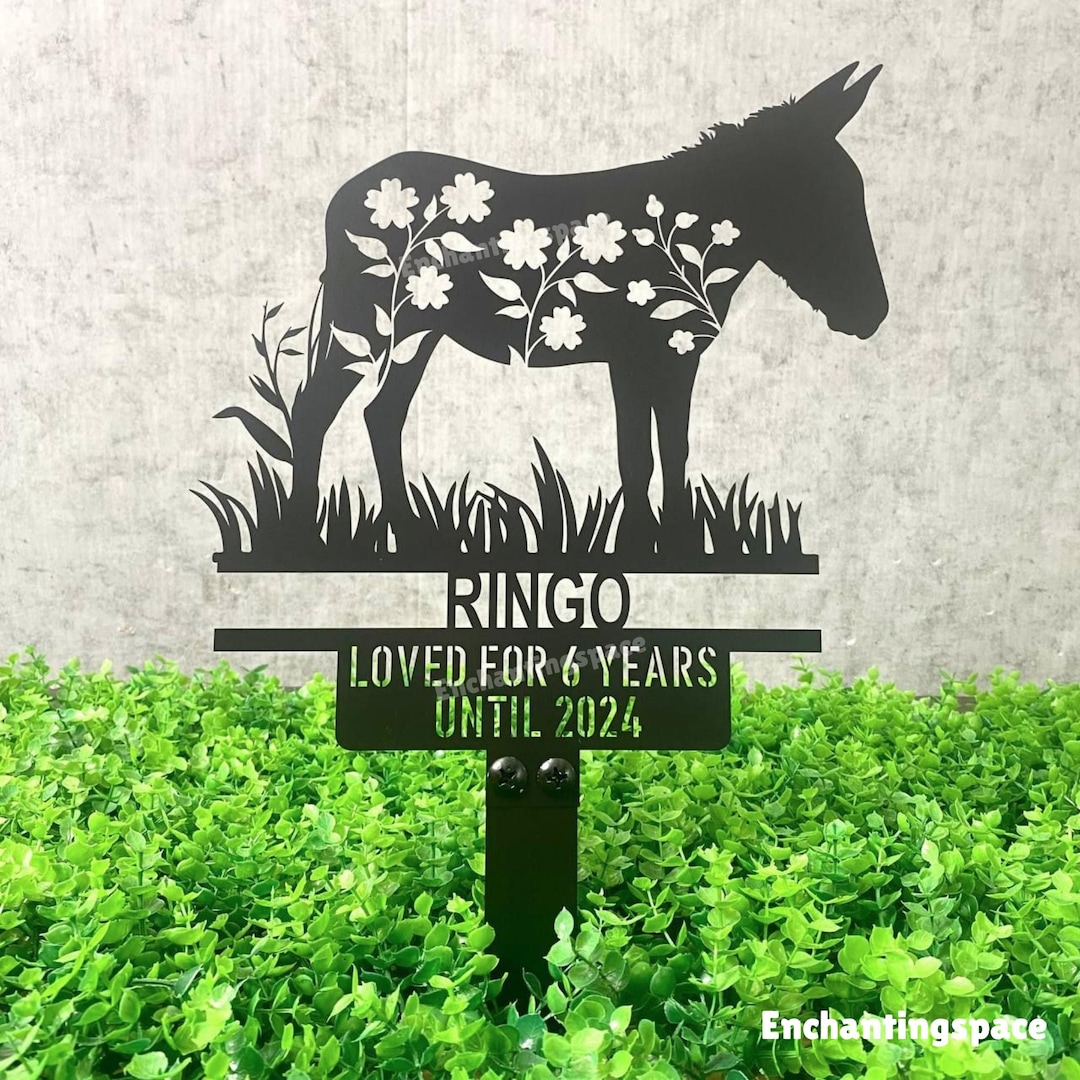 Custom Donkey Metal Garden Sign With Stake, Personalized Memorial ...