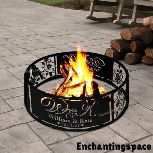 Custom Lovebirds Fire Ring for Outdoor, Backyard, Patio Bonfire or Camping Decor, Metal Fire Pit Ring, Gift for Wedding or Anniversary