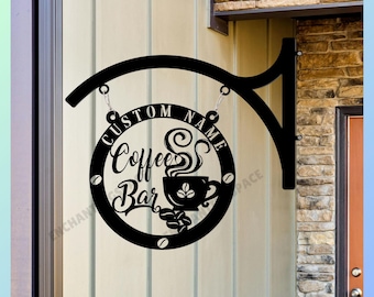 カスタムコーヒーショップメタル吊り下げ看板：カフェ両面看板