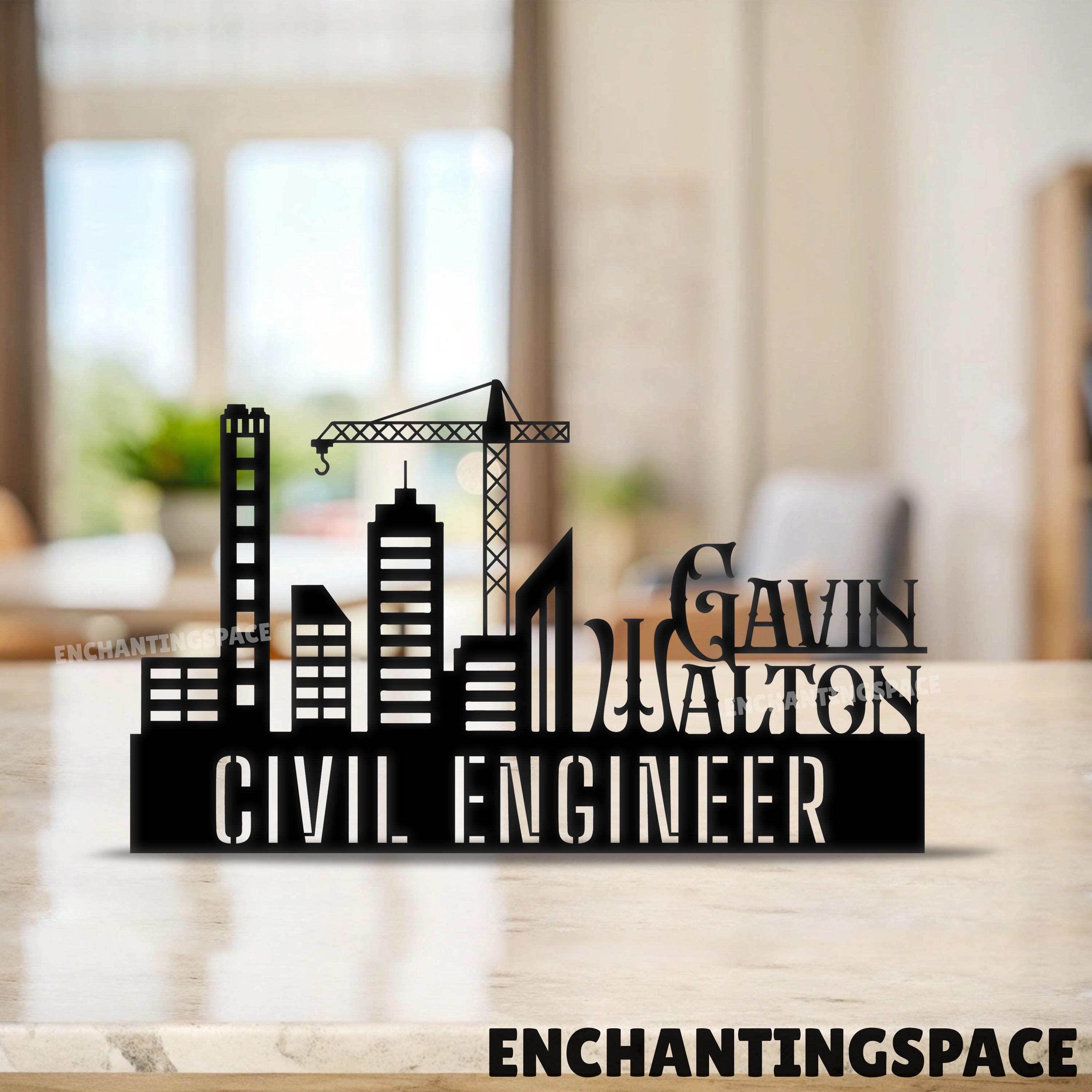 Custom Engineer Wooden Desk Name Plate, Metal Name Plate for Office or ...