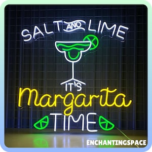 It's Margarita Time Neon Sign, Cocktails Neon Sign, Custom Neon Sign, Cocktail Bar Light Up Decor, Bar Pub Wall Art, Margarita Led Light