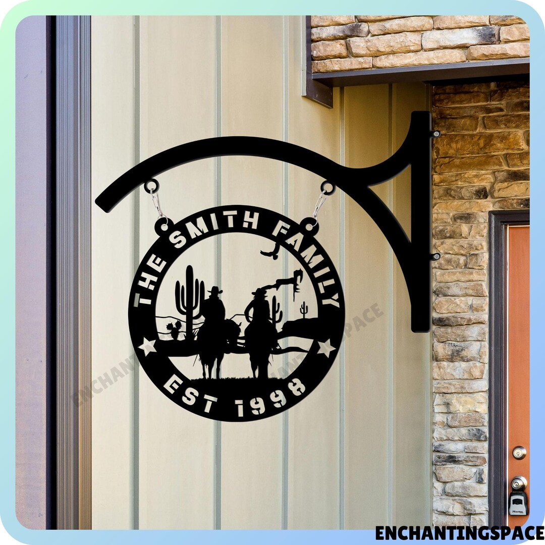 Cowboy Sign Posts Personalized Cowboy Metal Hanging Sign, Cowboy Store Front Sign ...