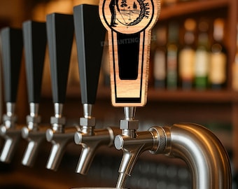 Mango de cerveza con pizarra de jugador de golf personalizado, mango de madera artesanal, regalo grabado con láser para amantes del golf, accesorio de bar personalizado