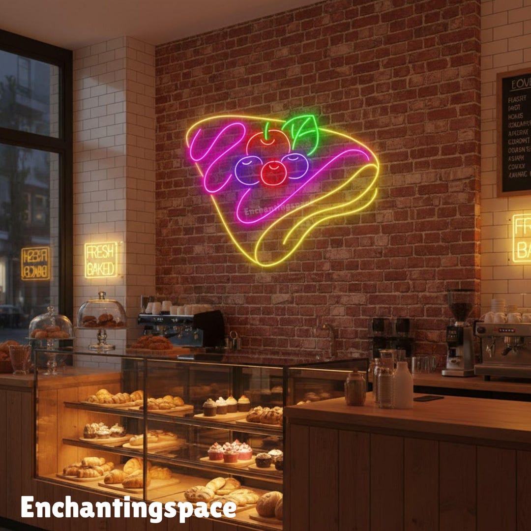 Swallowtail ネオンサイン ディスプレイ Berry Crepe Neon Sign, LED Wall Light for Bakery or Cafe Interior