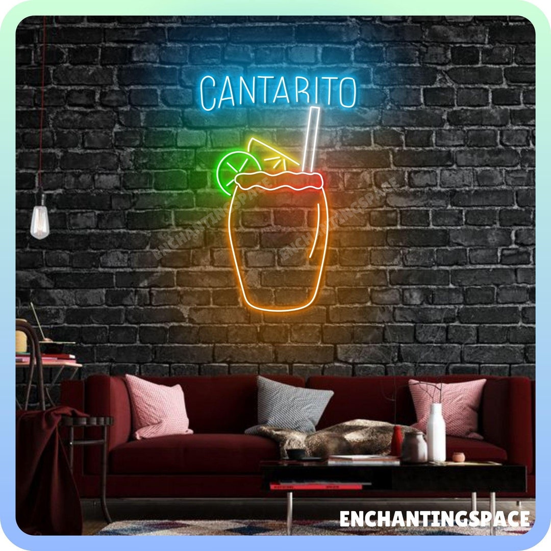 Cantarito Cocktail Neon Sign, Cocktail Bar Pub Led Light, Open Cocktail ...