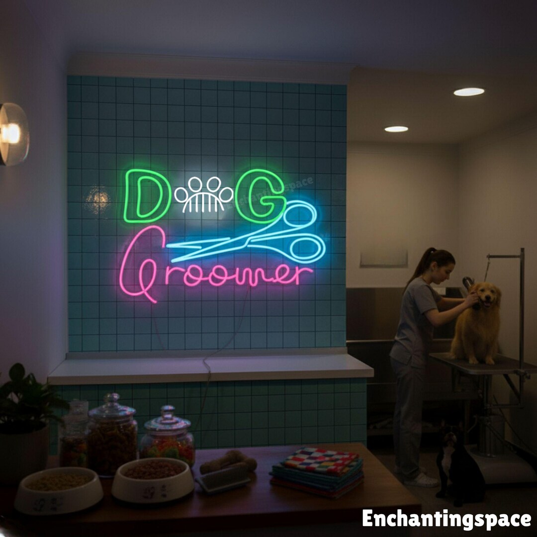 Dog Groomer Neon Sign, Dog Grooming Led Sign, Custom Neon Sign, Pet ...