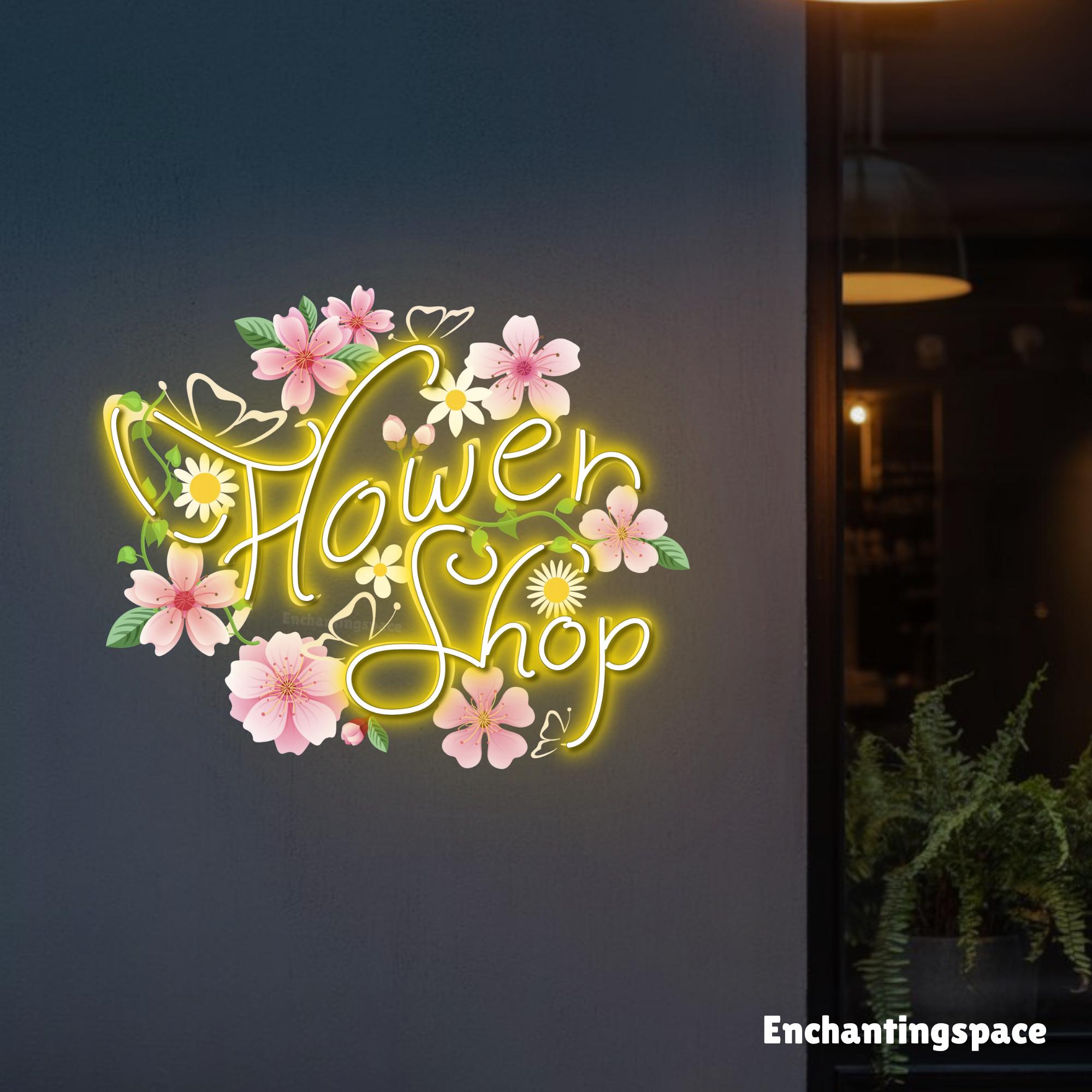 フラワーショップ☆Flower SHOP①☆LED電光看板 Flower Shop Neon Light, Floral Acrylic LED Sign, Light up Sign