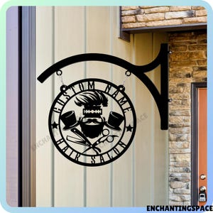 Custom Man Barber Shop Metal Hanging Sign, Man Hair Salon Front Sign, Barber Business Blade Sign, Outdoor Barber Hanging Sign For Wall Decor
