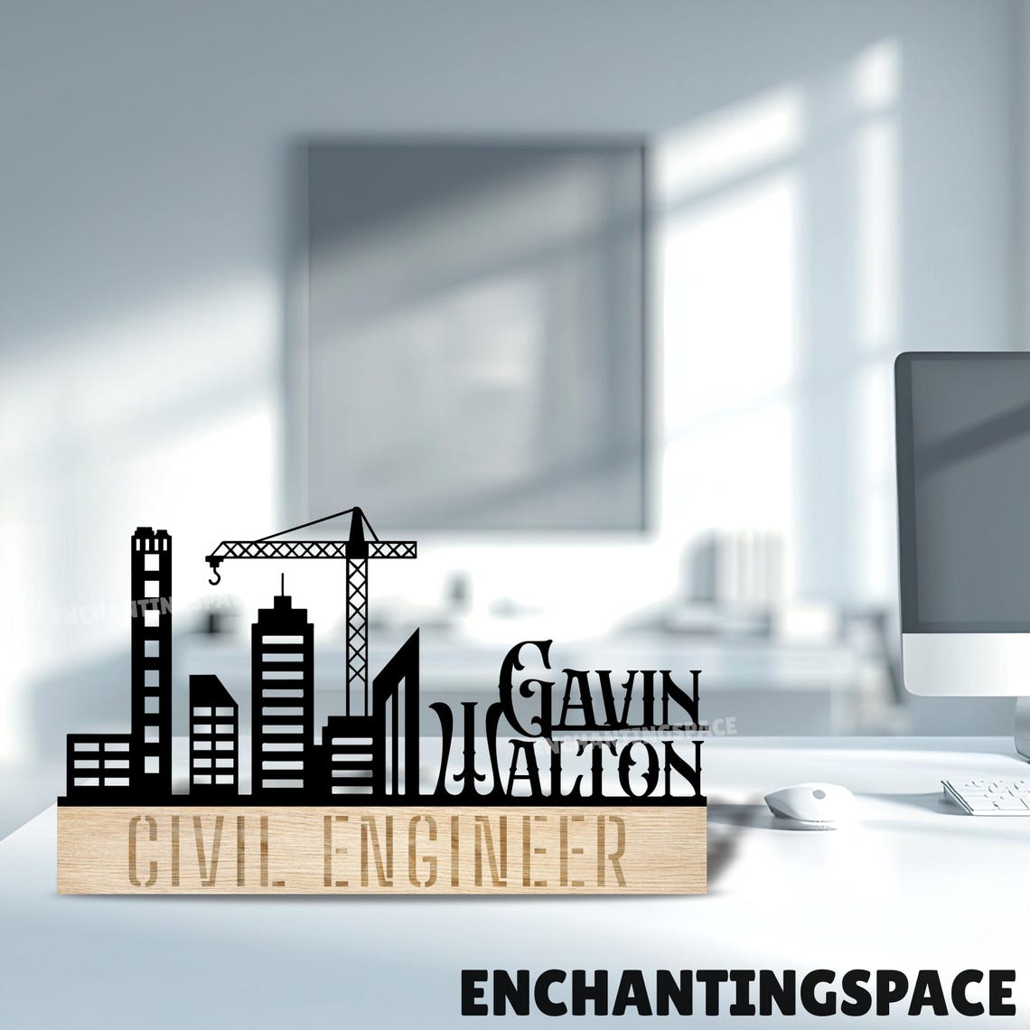 Custom Engineer Wooden Desk Name Plate, Metal Name Plate for Office or ...