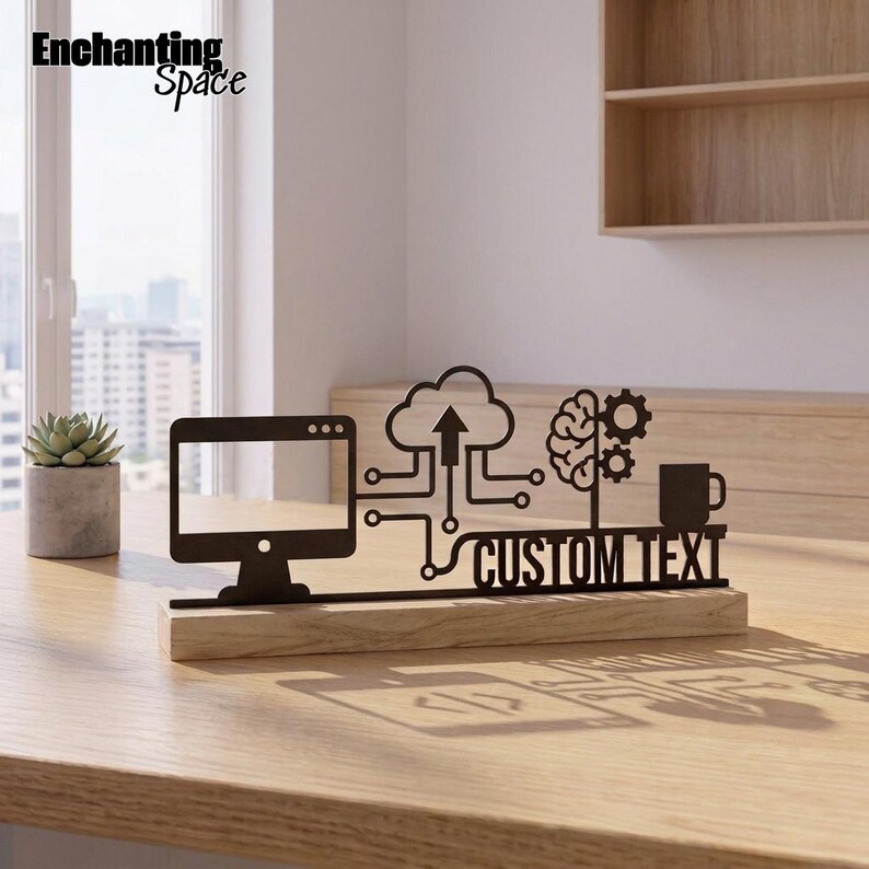 Decorazione da tavolo in metallo personalizzata per sviluppatori di software, arte da scrivania personalizzata per programmatori, regalo per sviluppatori tecnologici immagine 2