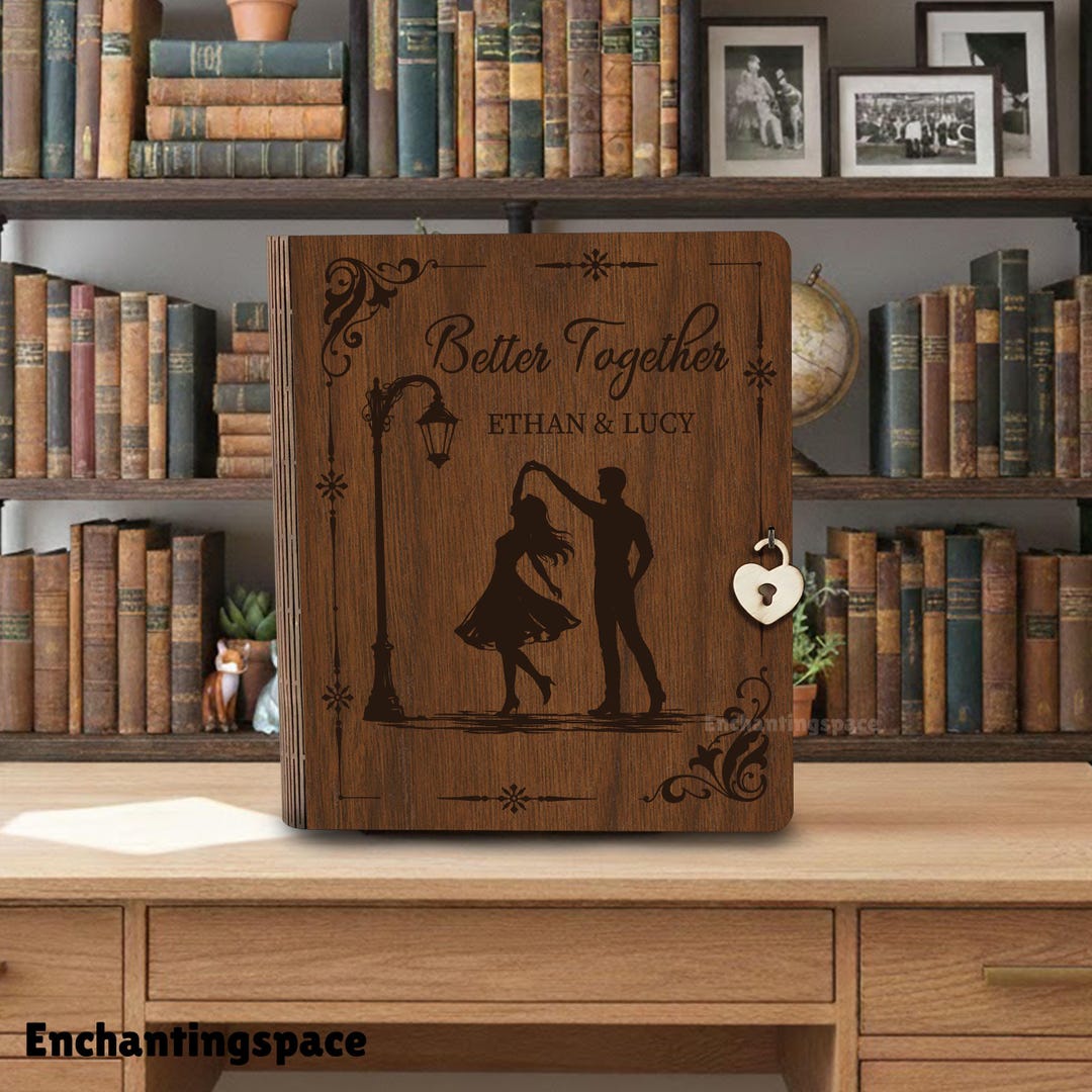 Personalized Engraved Wooden Couple Dancing Memory Book Box, Custom ...
