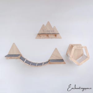Custom Cat Wood Wall Furniture, Set Cat Wall Shelves With Cat Hammock Box Cat Step Bridge, Hammock Mounted Cat Beds Perches, Cat Wall Shelf
