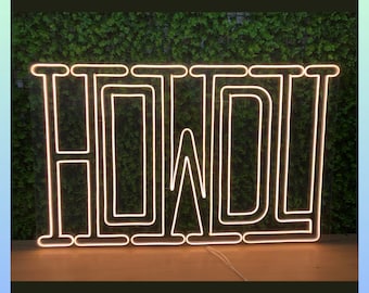 Howdy Neon Sign, Howdy Led Sign, Custom Neon Sign, Texas Cowboy Store Wall Decor, Cowboy Led Light, Bar Pub Neon Light, Western Wall Art