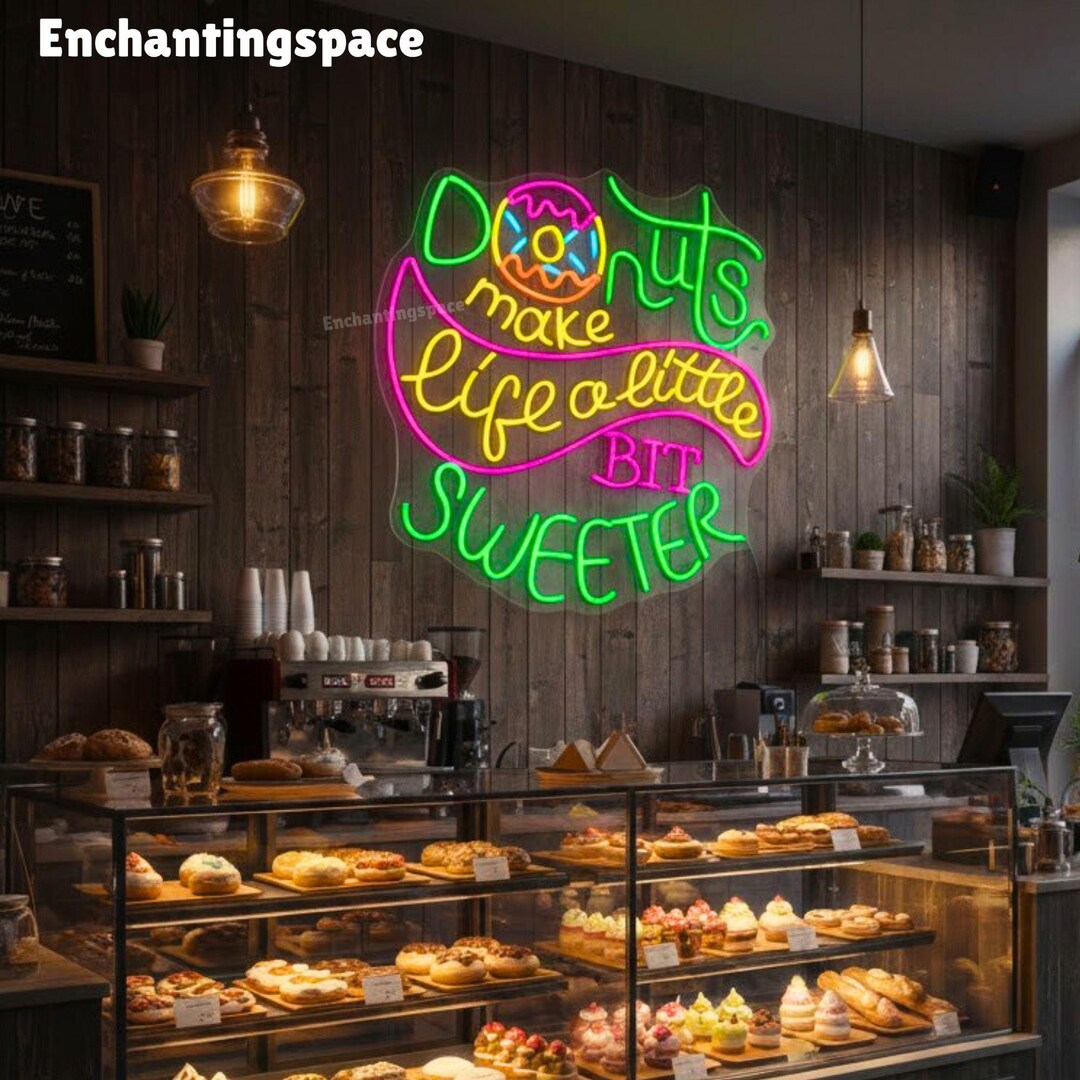 Unique Donut LED Sign, Dessert Neon Light Decor for Bakery or Coffee ...