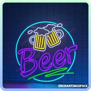 Beer Neon Sign, Open Sign Led Light For Beer Club, Home Bar LED Night Light Wall Decor, Beer Restaurant Wall Art, Beer Club Neon Light