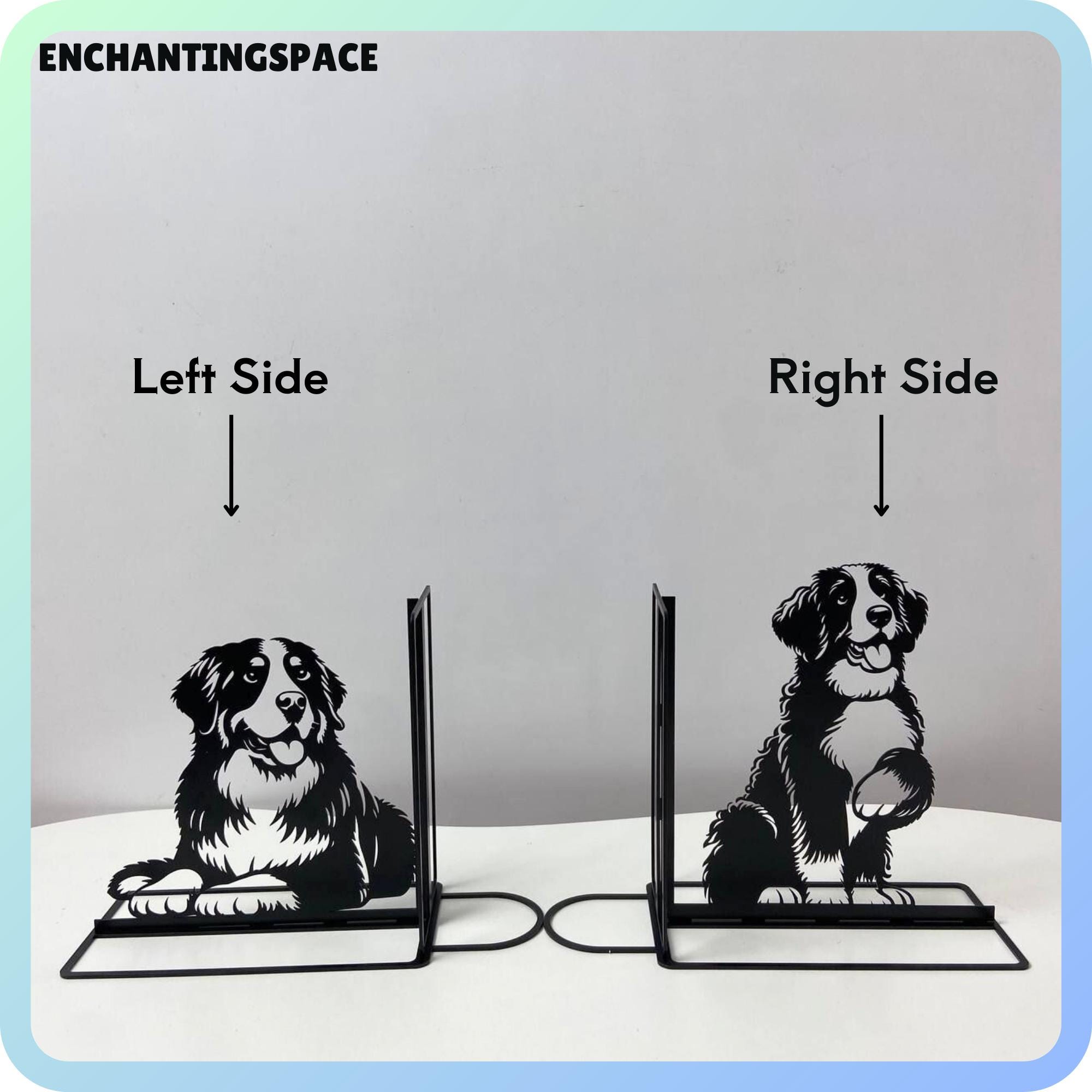 Customized Bernese Mountain Dog Metal Bookends, Personalized Name