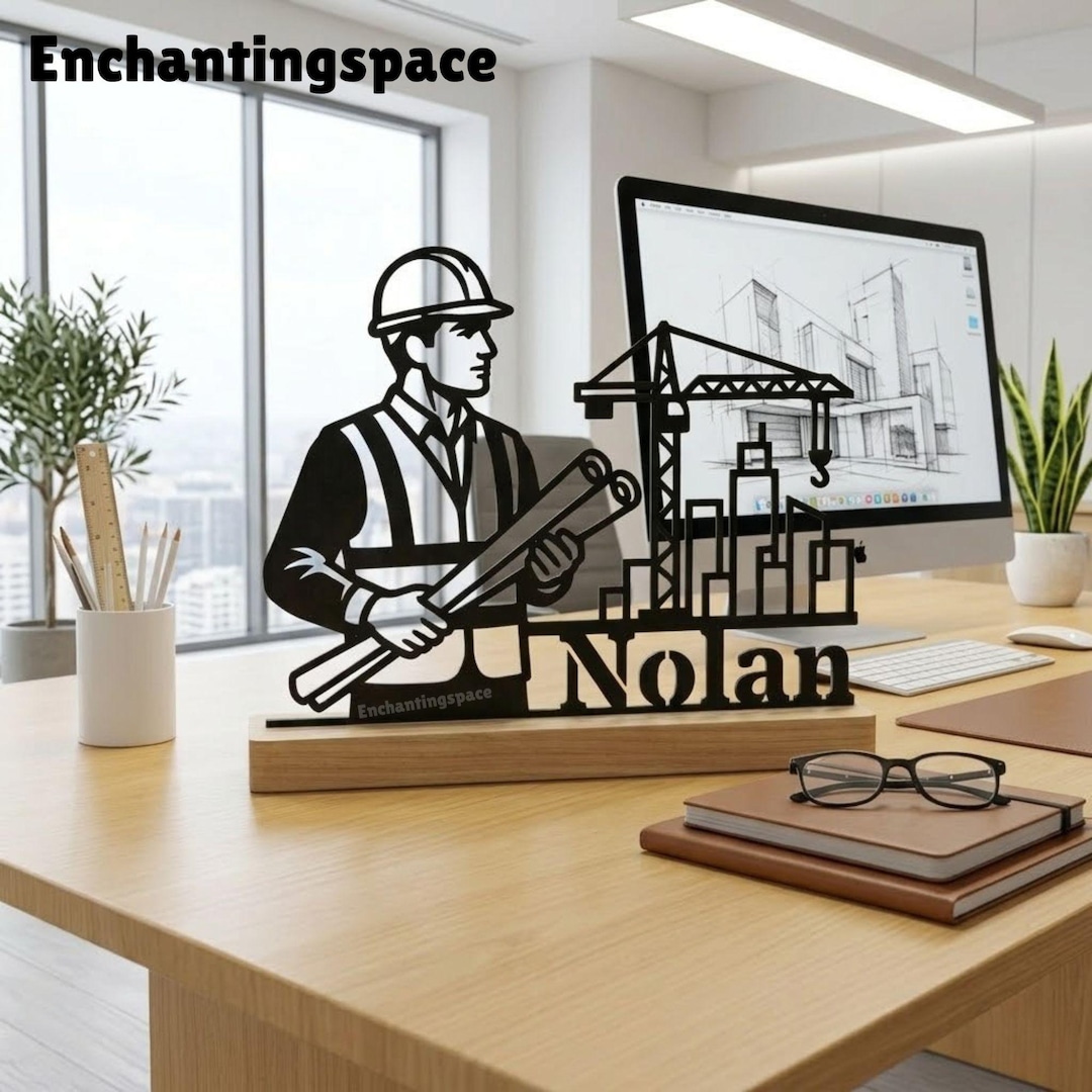 Personalized Civil Engineer Metal Desk Decor, Construction Site Steel ...