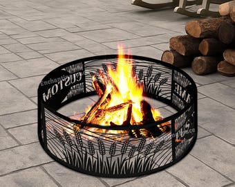Personalisierte Weizen Farm Feuerstelle Ring, Benutzerdefinierte Farmer Yard Dekor, Lagerfeuer im Freien Kunst für Landhäuser, Geschenkidee für Bauernhausbesitzer