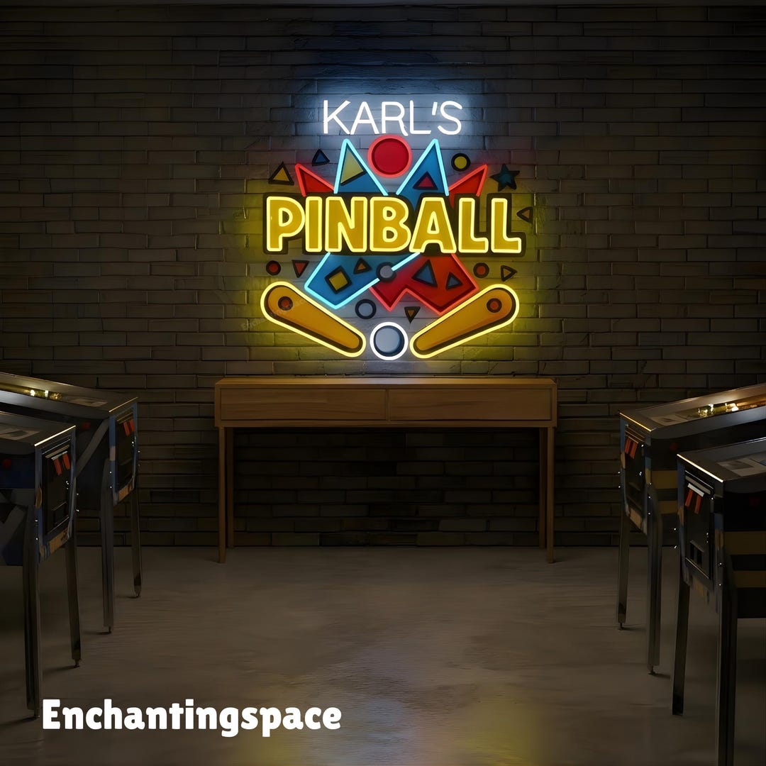 Custom Pinball Neon Sign, Personalized Acrylic LED Wall Art for Arcade ...