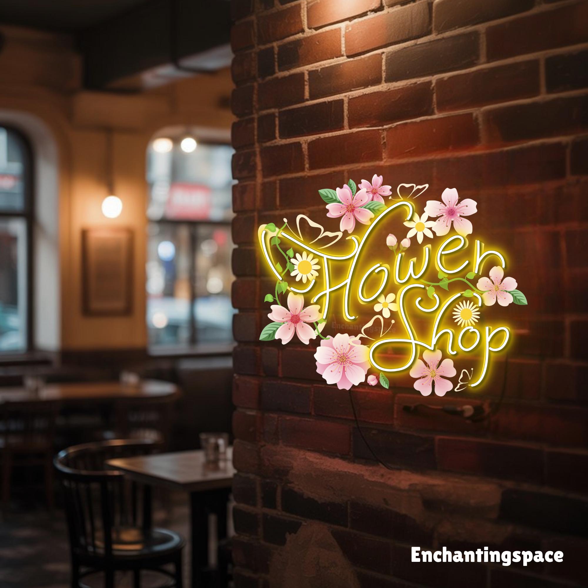 Flower Shop Neon Light, Floral Acrylic LED Sign, Light up Sign