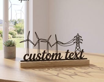 Personalized Wind Energy Table Decor, Custom Lineman Metal Art, Renewable Power Gift