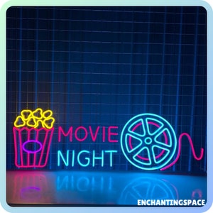 Movie Night Neon Sign, Movie Cinema Led Sign, Custom Neon Sign, Movie Theater Wall Decor, Popcorn Decor Sign, Film Led Light Wall Decor