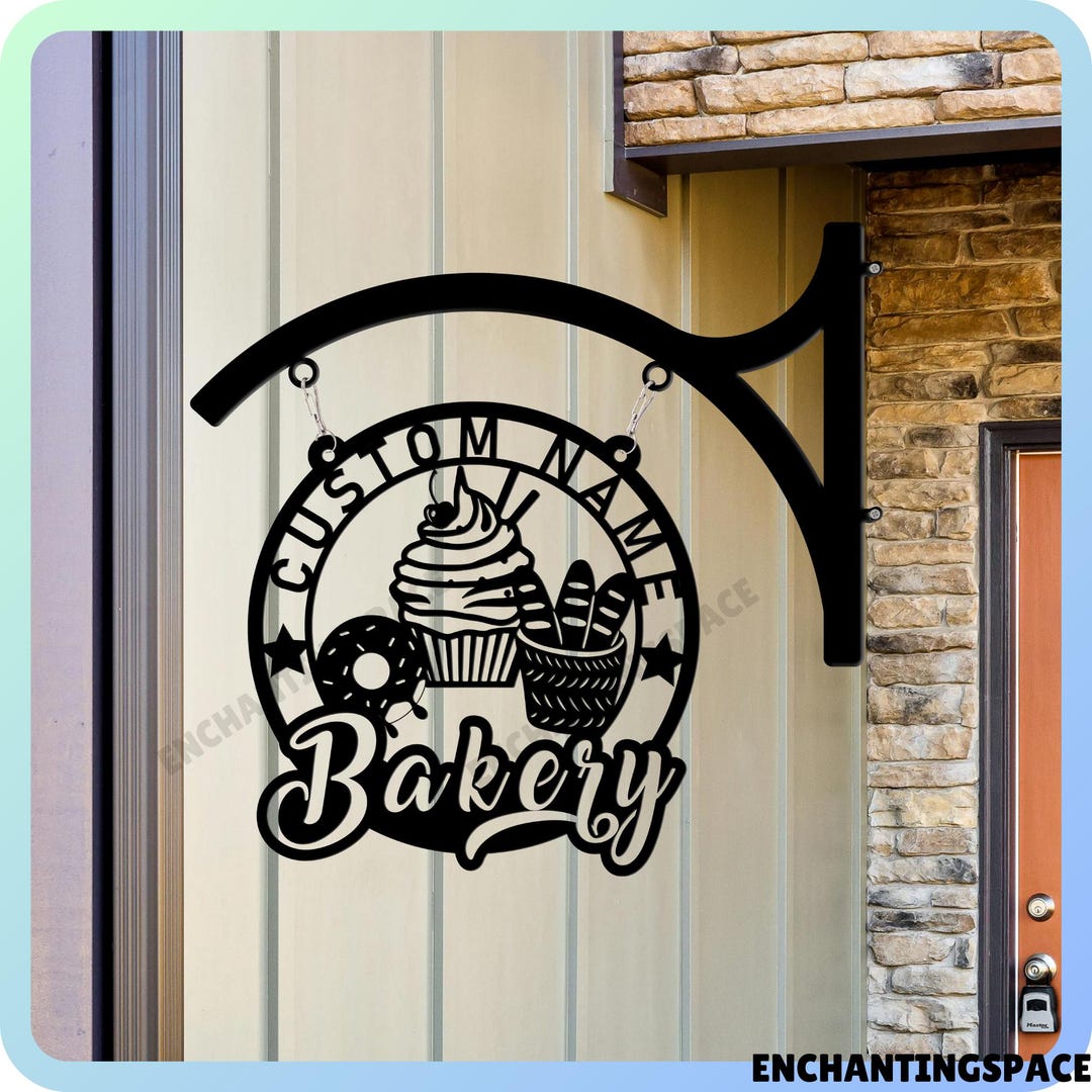 Custom Bakery Hanging Sign, Personalized Metal Outdoor Sign for Bakery ...
