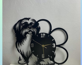 Shih Tzu Dog Metal Wall Clock Art Sign for Home Decor, Shih Tzu Wall Clock Decor, Dog Lover Gift, Wall Clock Vet Clinic, Modern Clock
