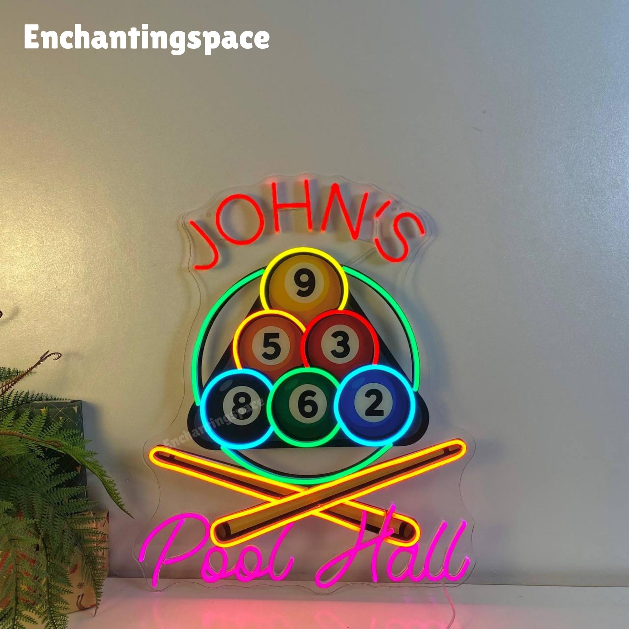 NEONETICS ネオンカスタムアート　ビリヤード管理番号193 Pool Hall Neon Sign, Personalized Acrylic LED Wall Light for