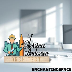 Custom Architect Metal Name Plate for Desk, Engraved Wooden Architect Desk Name Plate, Nameplate for Office, New Job Gift, Desk Plaque