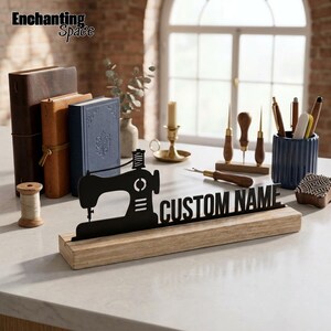 Décoration de table en métal personnalisée pour passionnée de couture, objet décoratif de bureau unique, cadeau idéal pour votre bureau