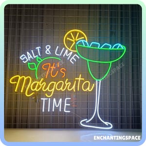Salt & LimeIt's Margarita Time Neon Sign, Margarita Cocktails Neon Sign, Cocktail Bar Light Up Decor, Bar Pub Wall Art, Margarita Led Light