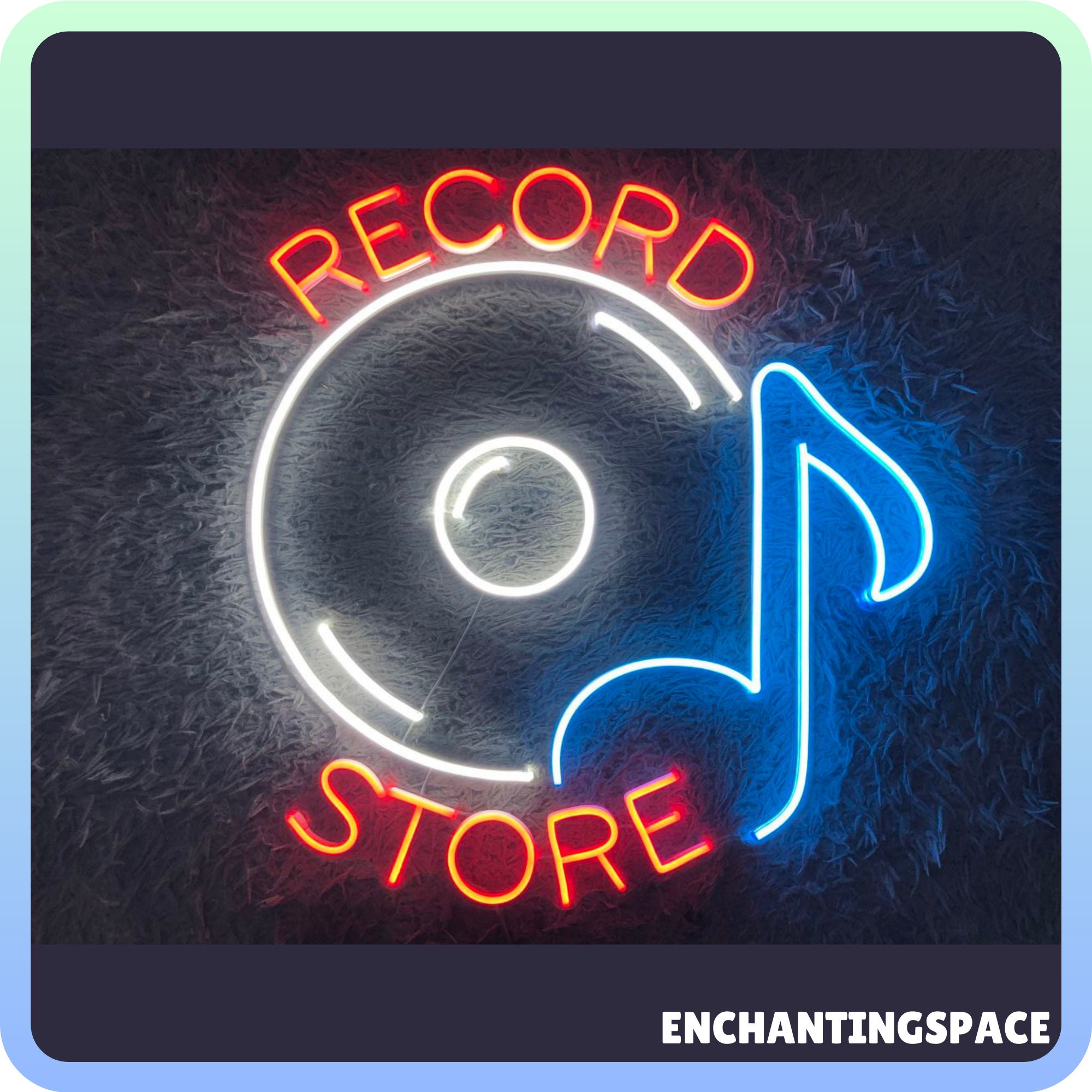 レコードストアのネオンサイン、ビニールレコードのLEDサイン