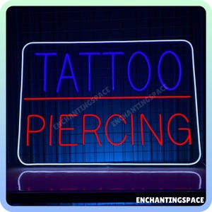 Tattoo Piercing Neon Sign, Piercing Studio Led Light, Custom Tattoo Studio Neon Light Wall Art, Open Sign For Tattoo Piercing Store Decor