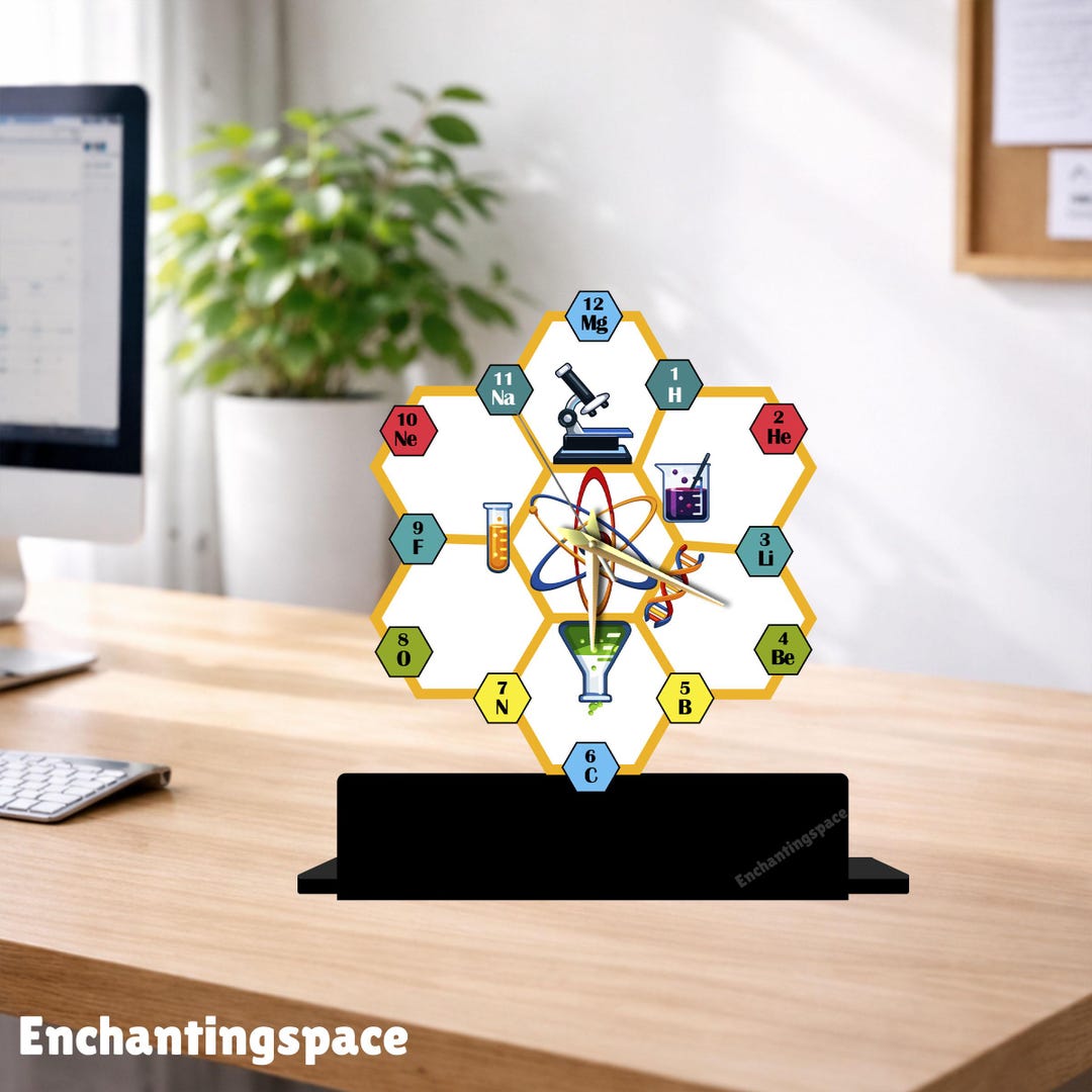 Personalized Chemistry Table Clock, Science Desk Decor for Classroom or ...