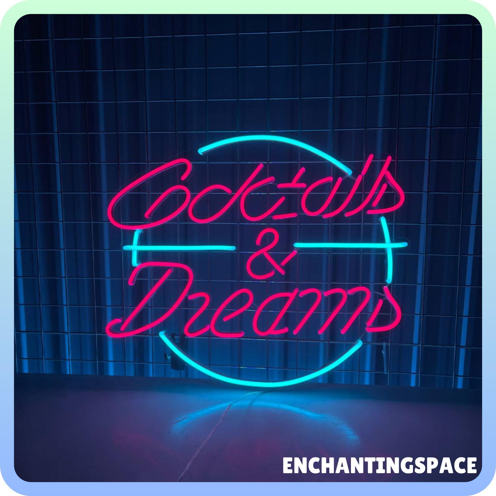 カクテル＆ドリームネオンサイン、カクテルドリームLEDサイン、バーの