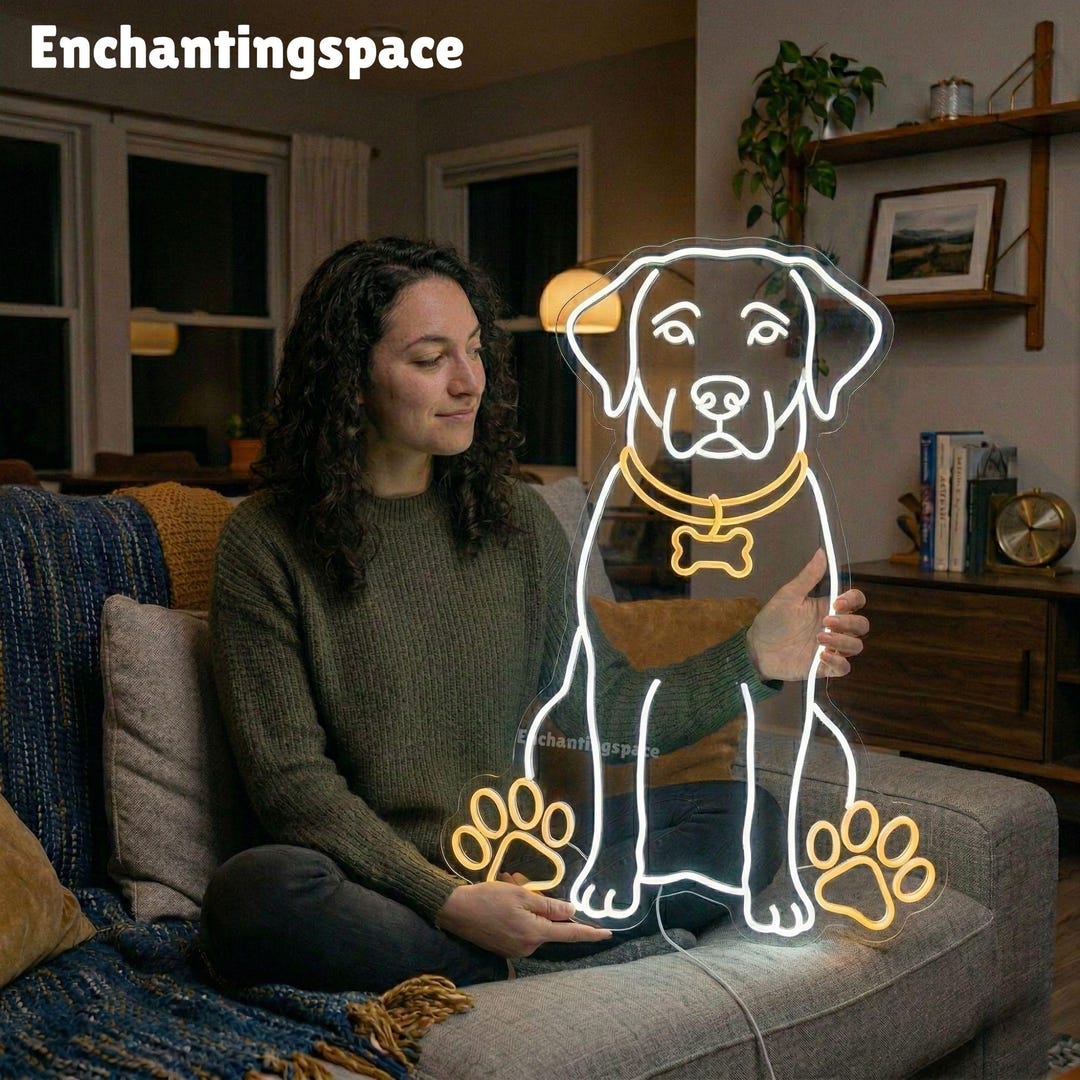 Labrador Dog Neon Sign, Pet LED Light Sign Decor for Bedroom or Coffee ...