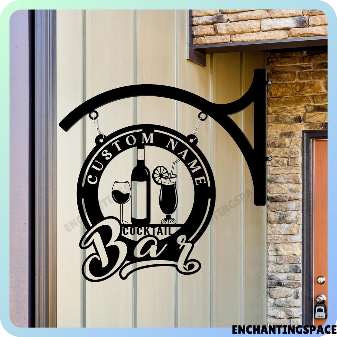 Personalized Cocktail Bar Hanging Metal Sign, Hanging Sign for Bar Club ...