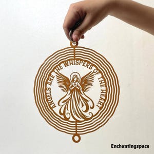 Custom Angel Metal Wind Spinner, Personalized Garden Decor Hanging Spinner, Elegant 3D Color Art, Wind Spinner Outdoor Sculpture