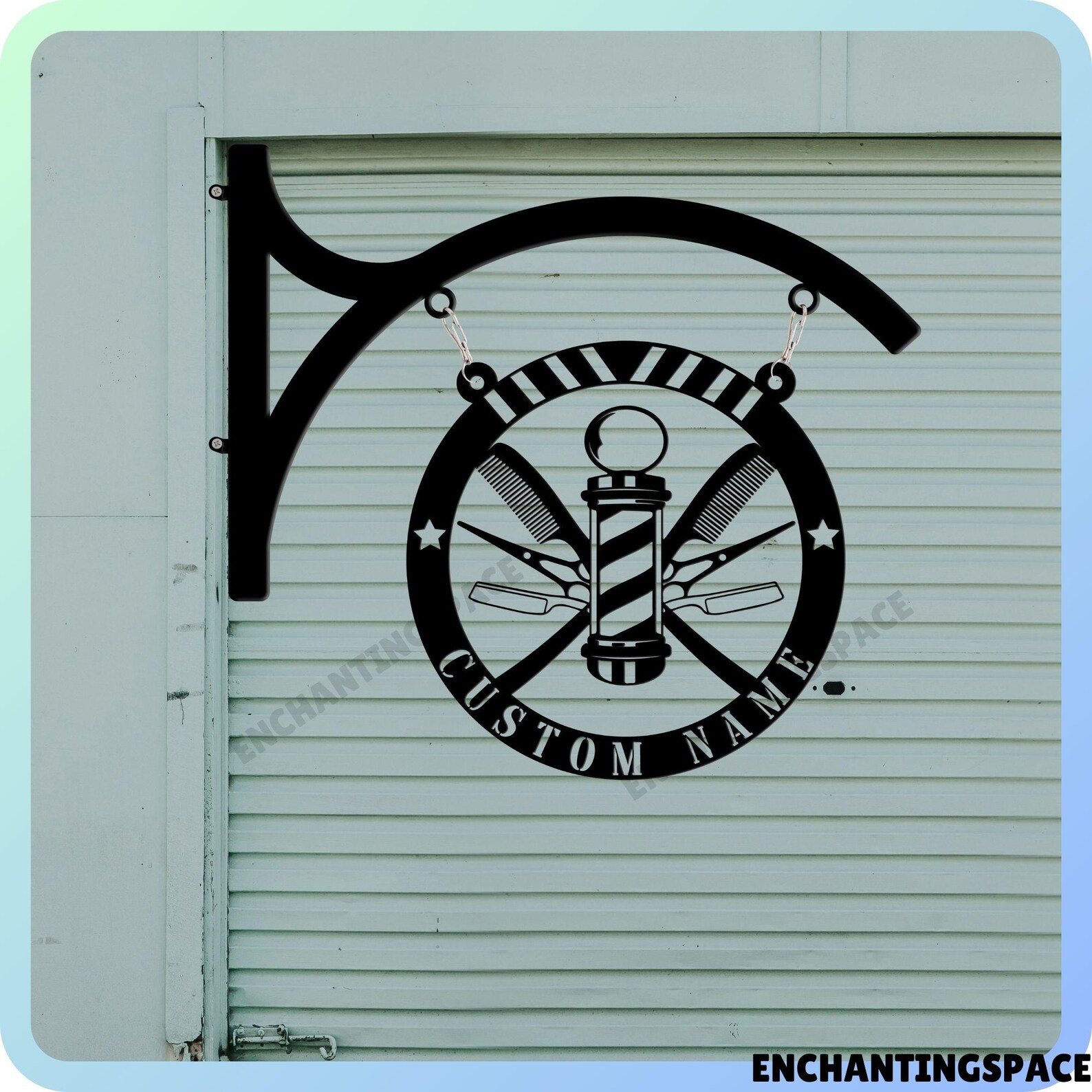 Personalized Barber Shop Metal Hanging Sign, Hairdresser Store Front ...