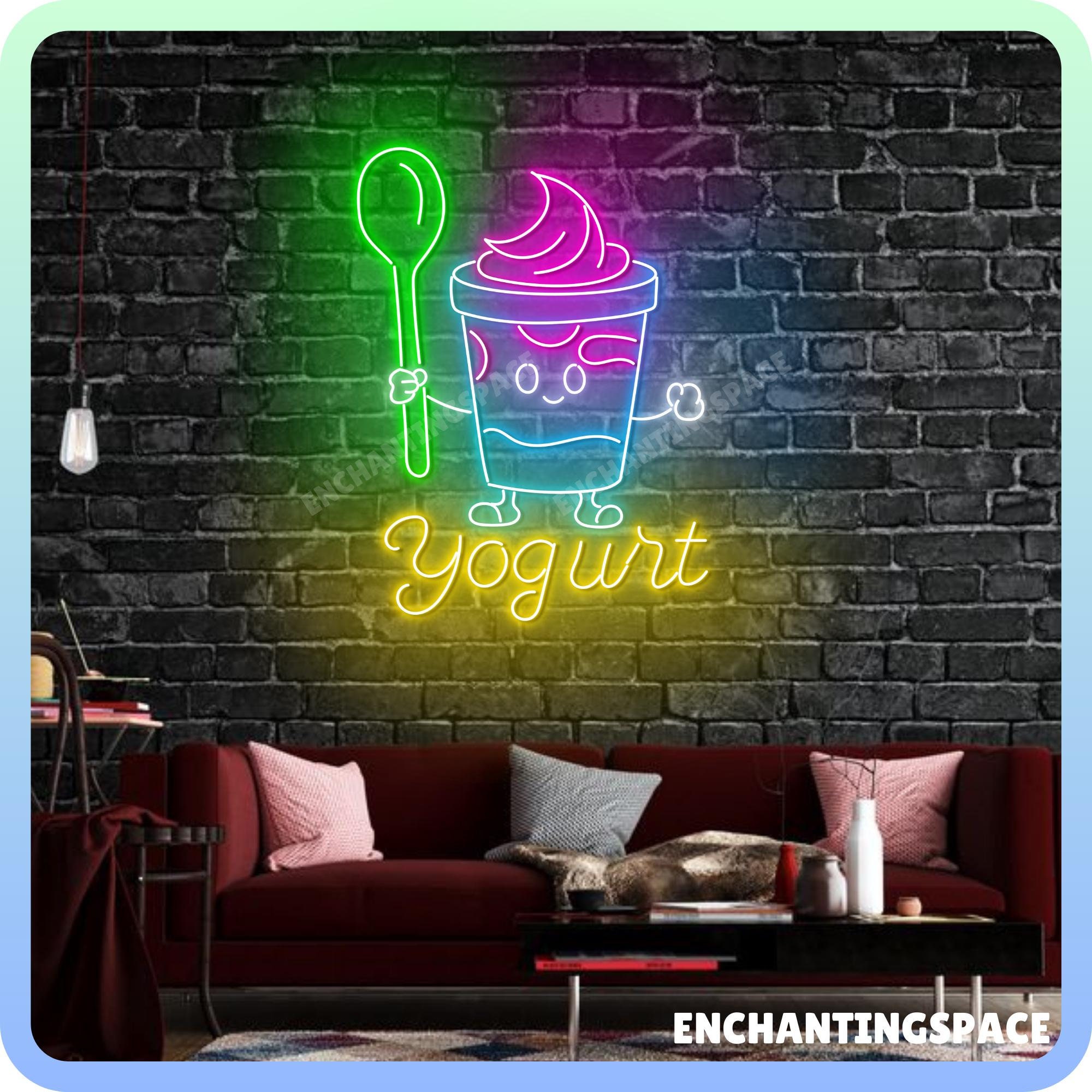 Cute Yogurt Neon Sign, Yogurt Neon Light, Welcome Sign For Yogurt Store Wall Decor, Frozen Yogurt Shop Wall Art, Yogurt Ice Cream Led Sign